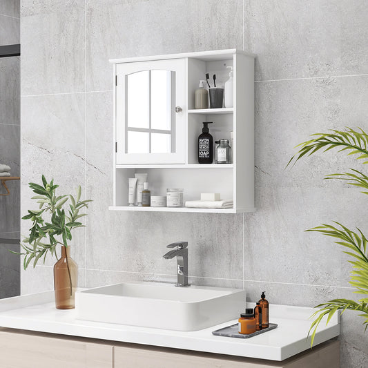 Wall-Mounted Medicine Cabinet, Bathroom Mirror with Shelves, White Mirror Medicine Cabinets White at Gallery Canada