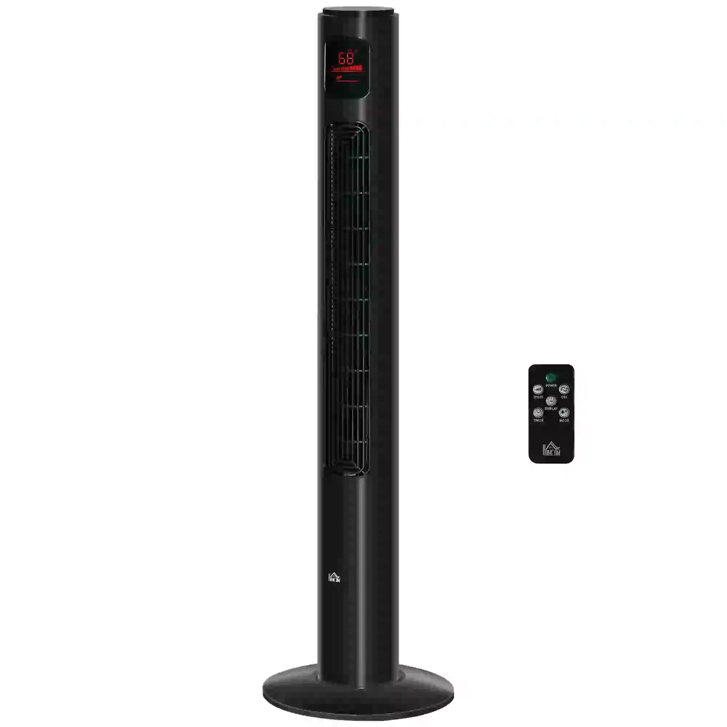 Freestanding Tower Fan, Oscillating, 3 Speed, 12h Timer, LED Panel, Remote, Black Tower Fans at Gallery Canada