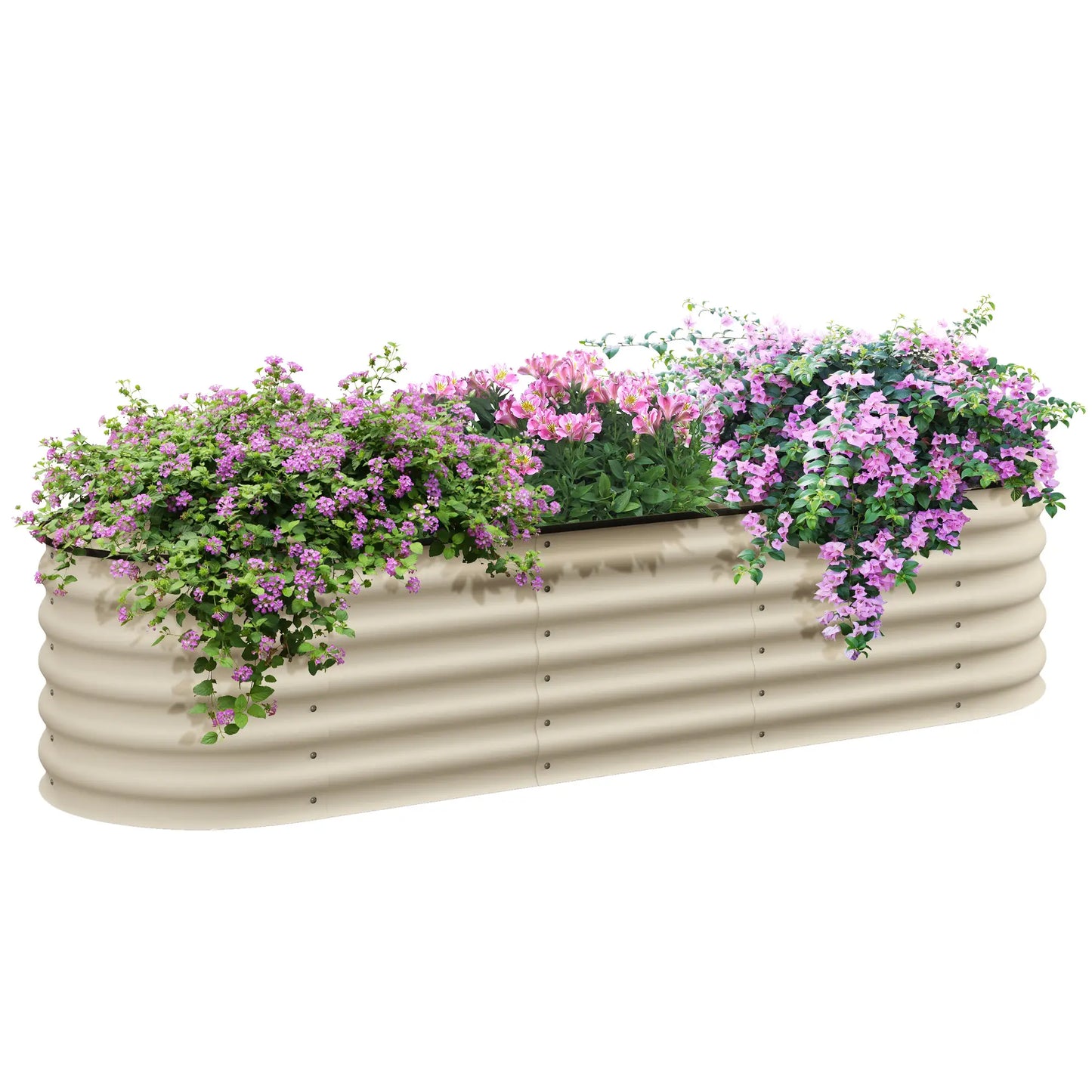 6.5 x 2 x 1.5 FT Galvanized Steel Raised Garden Bed, Cream White