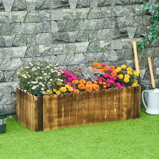 40" x 16" x 12" Wooden Raised Garden Bed, Planter Box with Drainage Holes, Natural Wooden Planter Boxes Natural at Gallery Canada