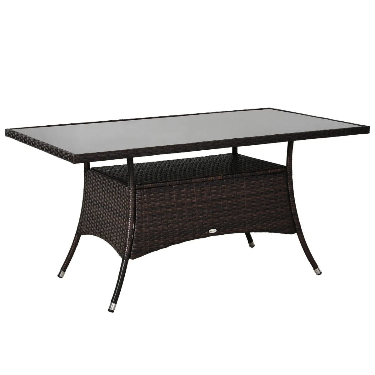 Patio Rattan Dining Table With Glass Top, 59x34x29, Brown Patio Dinning Tables at Gallery Canada