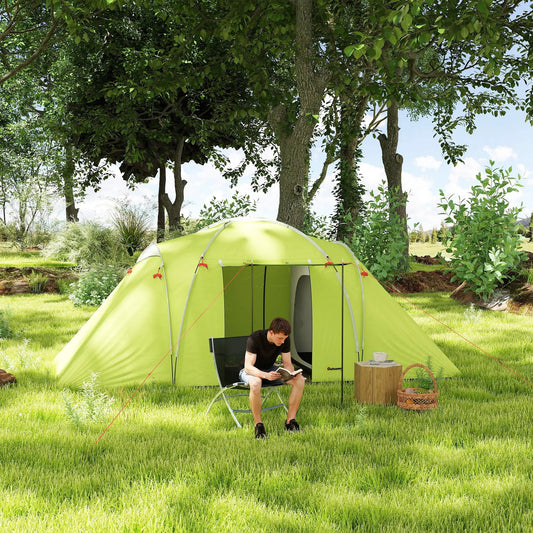 4-6 Person Camping Tent, 2000mm Waterproof, 2 Bedrooms, Living Area Camping Tents Yellow Green at Gallery Canada
