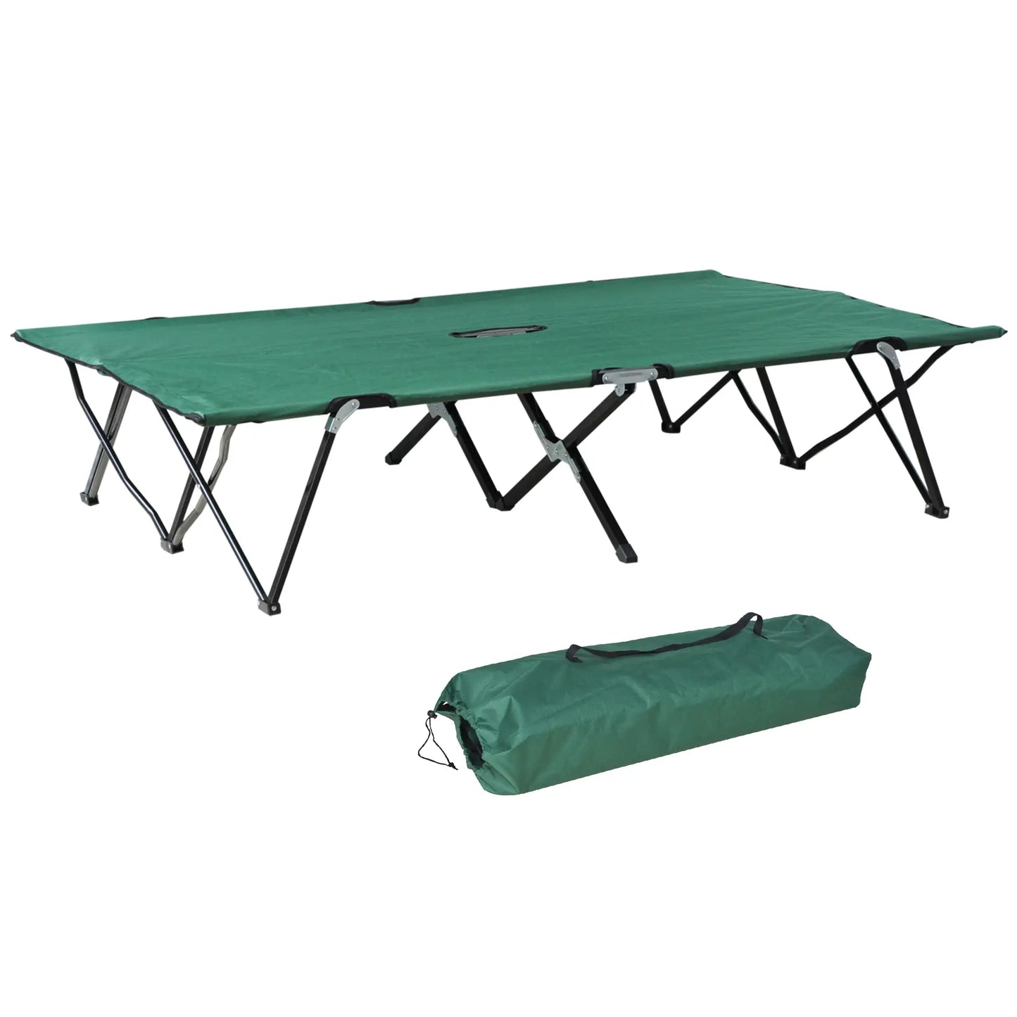 76" Two Person Folding Camping Cot, Portable Military Bed, Green Camping Cots at Gallery Canada