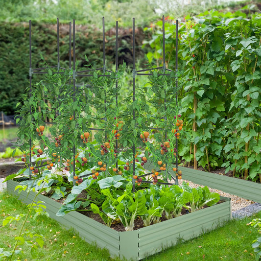 3 Pack Tomato Cage Set, 72 Inch, Plant Support Trellis, Dark Green Plant Stands Dark Green at Gallery Canada