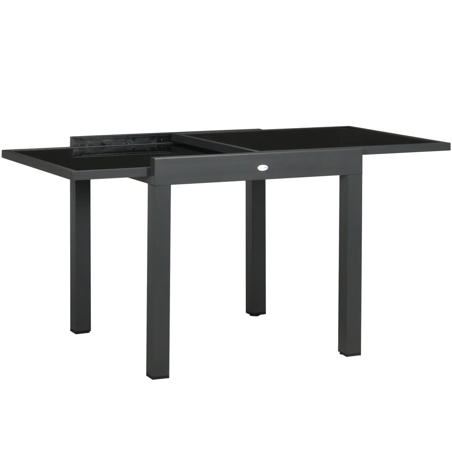 63" Extendable Outdoor Dining Table, Aluminum Frame, Tempered Glass, Black Patio Dinning Tables at Gallery Canada