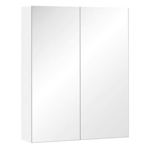 Wall Mount Medicine Cabinet with Mirror, Bathroom Mirror Cabinet Storage Organizer with Adjustable Shelf, Double Door Cupboard, Soft Closing, White, 23.5
