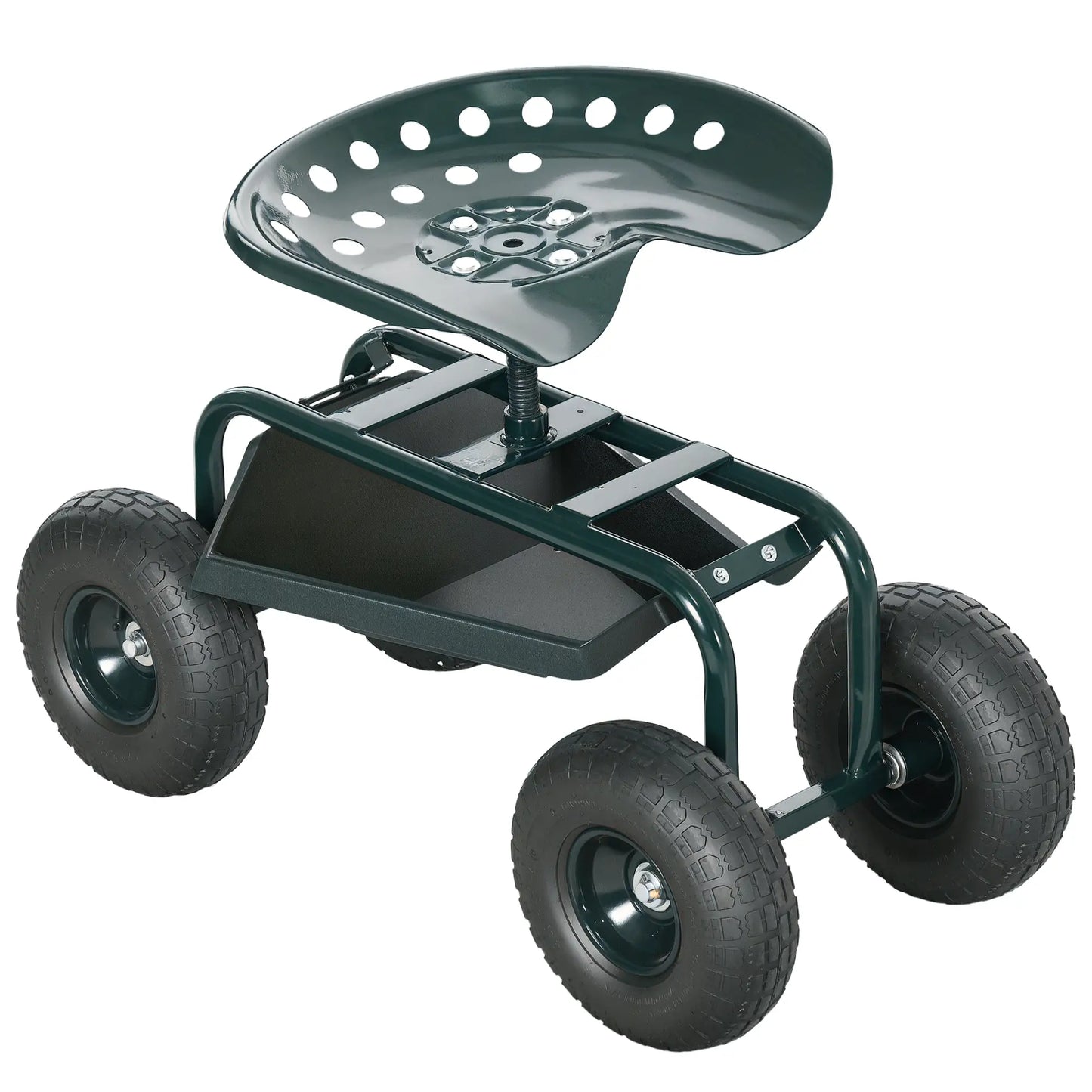 Garden Cart with 360° Swivel Seat, Tool Tray, Adjustable Height Garden Accessories at Gallery Canada