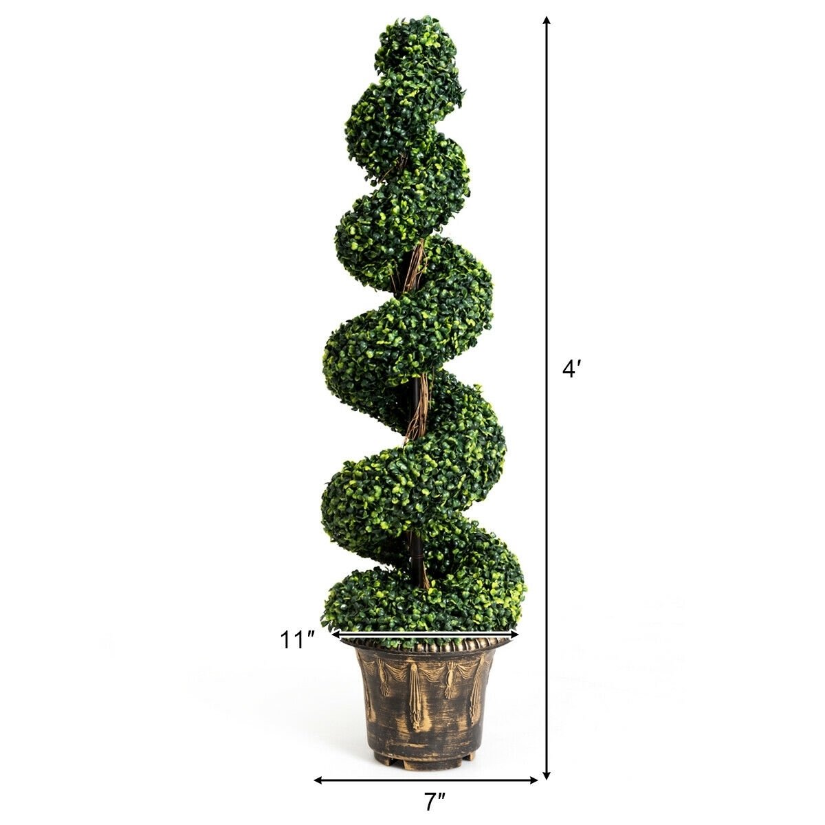 4 Feet Artificial Boxwood Spiral Green Leaves Tree, Green