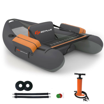 Inflatable Fishing Float Tube with Pump Storage Pockets and Fish Ruler, Gray at Gallery Canada