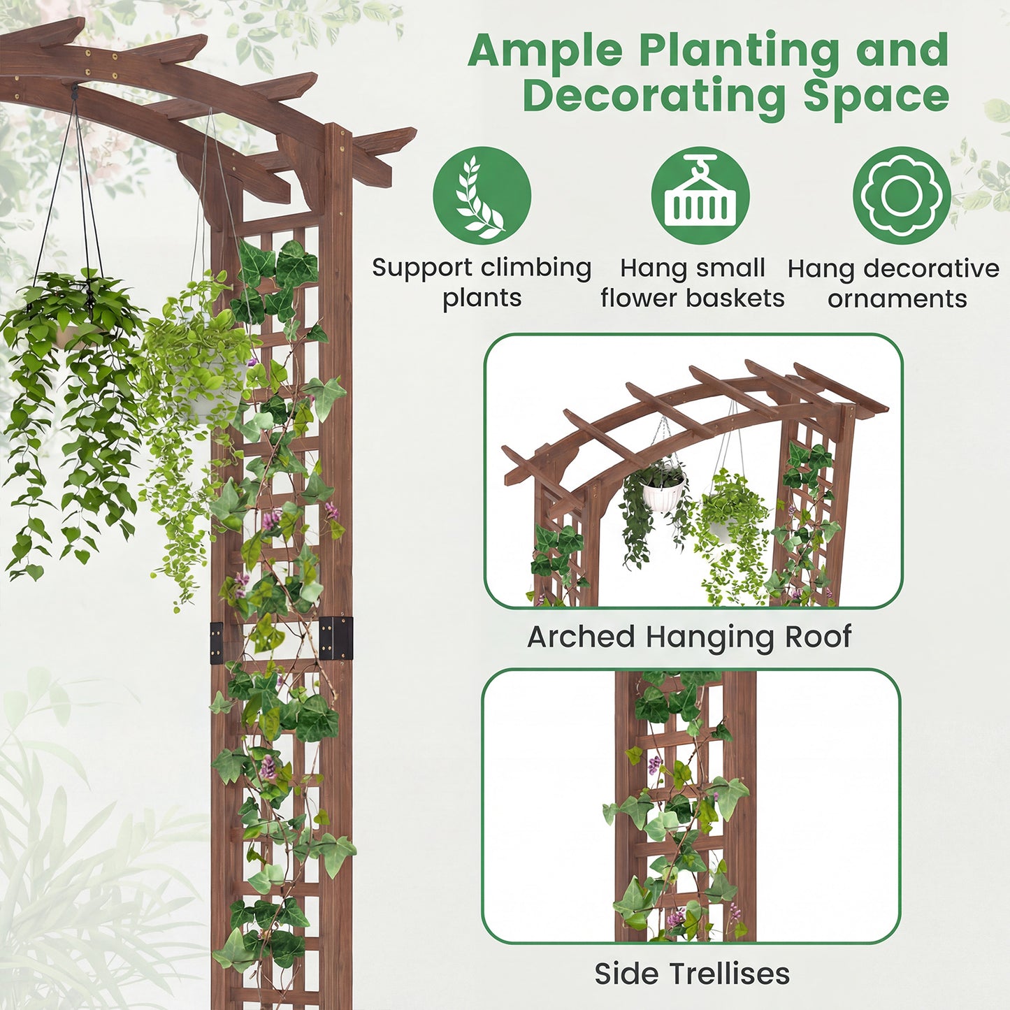 7.5 Ft Wooden Garden Arch, Rustic Trellis For Climbing Plants, Brown Outdoor Decor at Gallery Canada