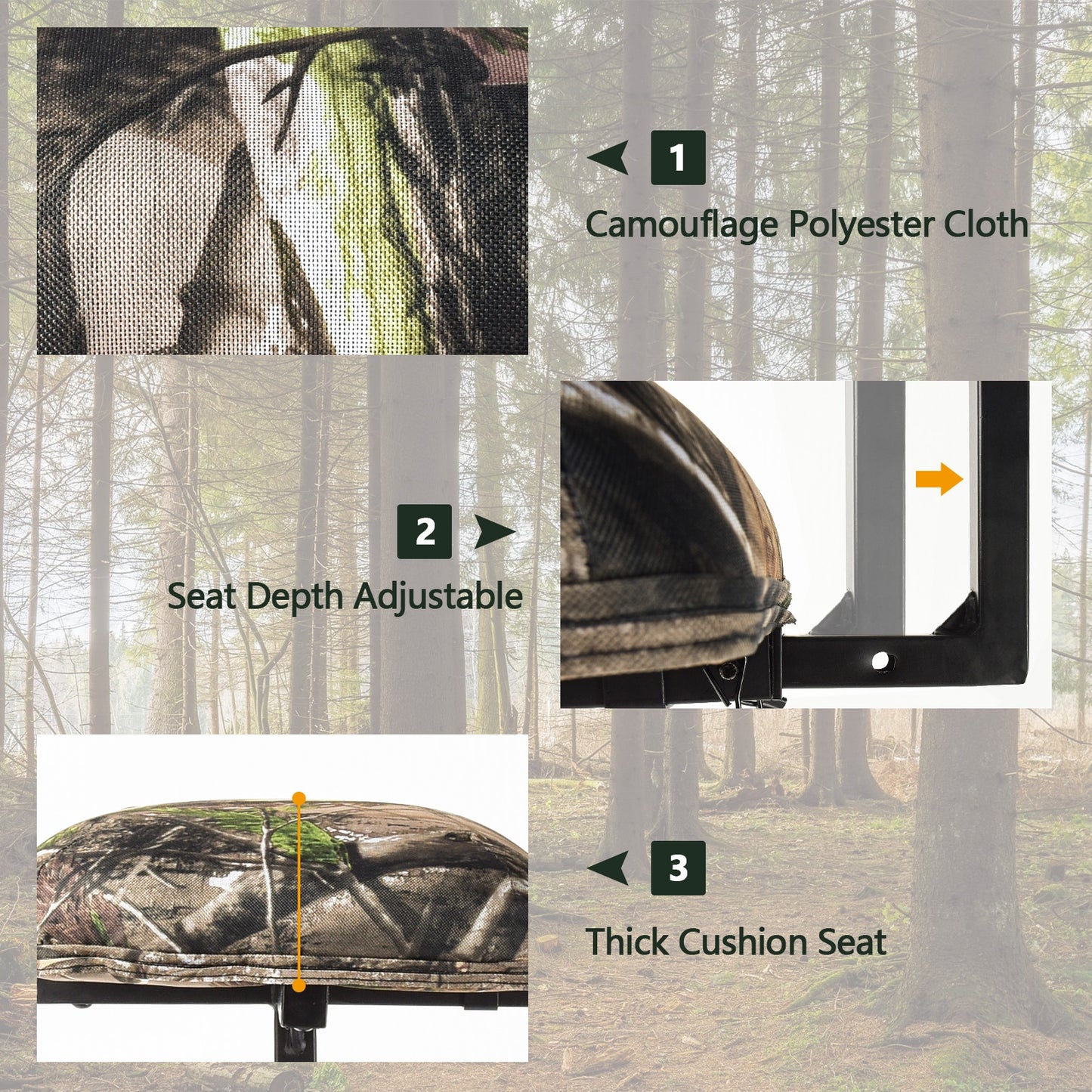 Swivel Hunting Chair Tripod Blind Stool with Detachable Backrest , Multicolor Camping Furniture at Gallery Canada