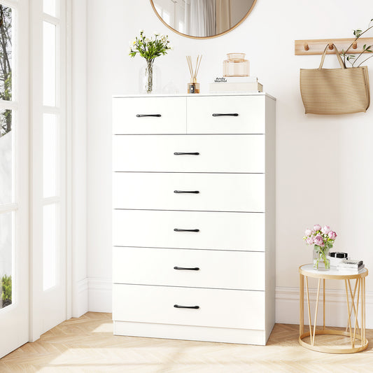 7-Drawer Tall Dresser, Metal Handles, Anti-Tipping Kits, White Dressers & Chests White at Gallery Canada