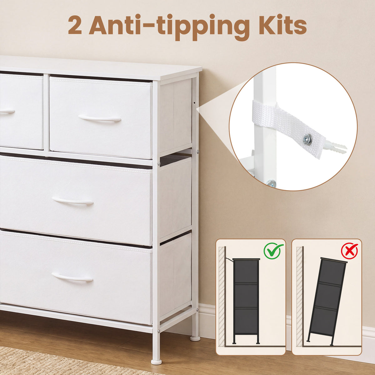7-Drawer Wide Dresser, 2-Sized Fabric Drawers, White Dressers & Chests at Gallery Canada