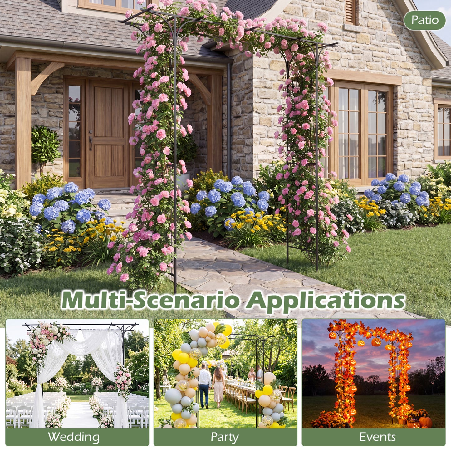 Garden Arch Arbor 7 FT, Flat Top for Climbing Plants Outdoor Decor at Gallery Canada