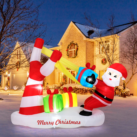 7 Feet Santa With Slingshot, LED Lights Outdoor Decoration, Red Christmas Inflatables Red at Gallery Canada
