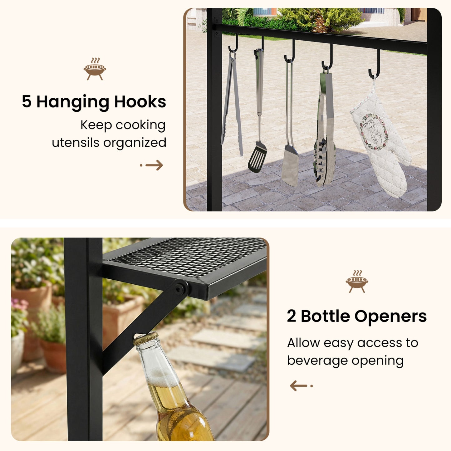 7 Ft Grill Gazebo, with Serving Shelf & Hooks, Gray Gazebos at Gallery Canada