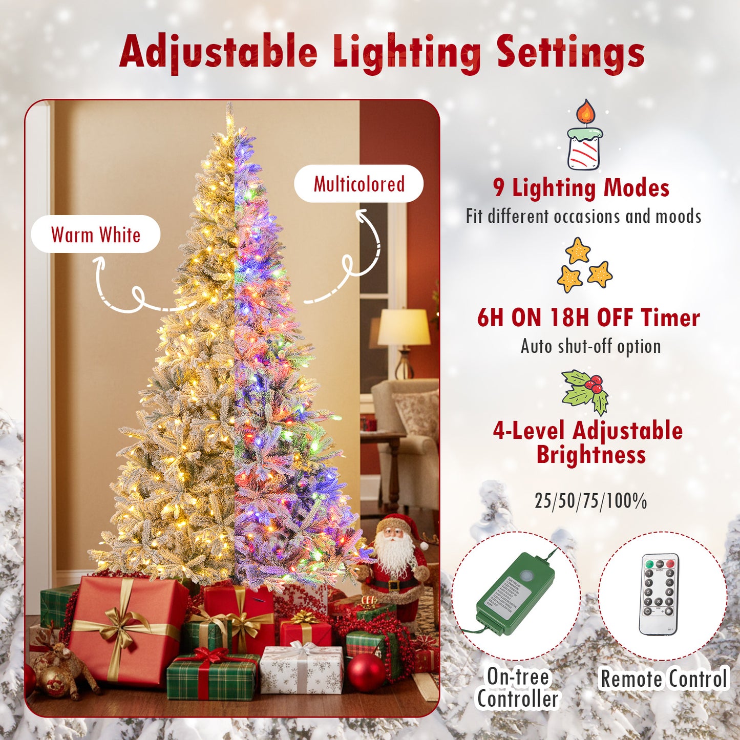 7 Feet Half Artificial Christmas Tree, 852 PE PVC Tips, 9 Modes, Green Christmas Tree at Gallery Canada