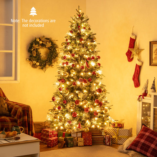7 Feet Pre-Lit Artificial Christmas Tree, LED Lights With Berries, Green Christmas Tree Green at Gallery Canada