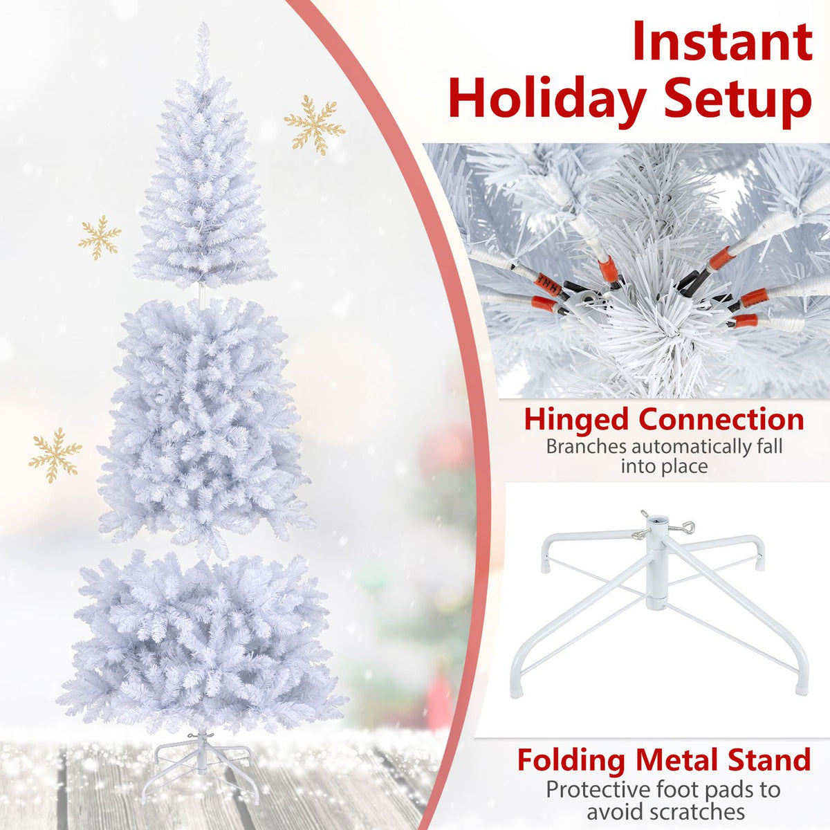 7 Feet Pre-Lit Pencil Christmas Tree, 300 LED Lights, 8 Flash Modes, White Christmas Tree at Gallery Canada