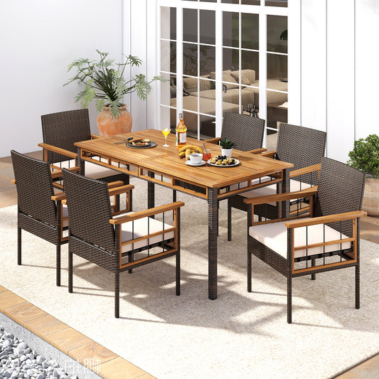 7 Pieces PE Wicker Patio Dining Set for Garden and Backyard Patio Dining Sets Options at Gallery Canada