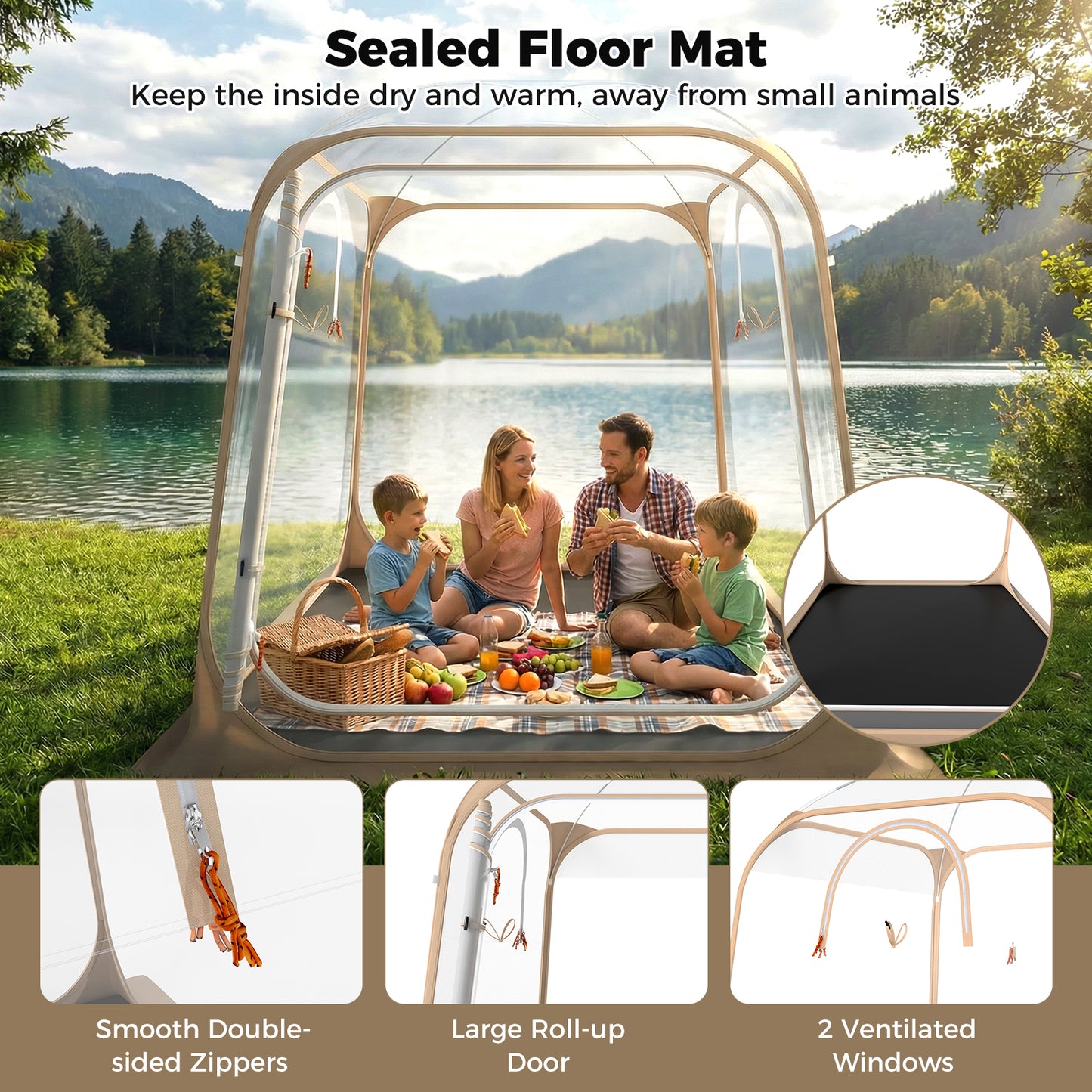 7 x 7 FT Pop Up Sports Tent Clear Bubble Tent All-Weather Waterproof Pod with Sealed Floor Tents at Gallery Canada
