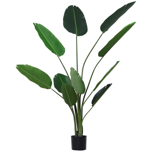 6FT Artificial Bird of Paradise Plant, Fake Tropical Plam Tree with 10 Banana Leaves in Pot, Faux Plant for Indoor and Outdoor, Green - Gallery Canada