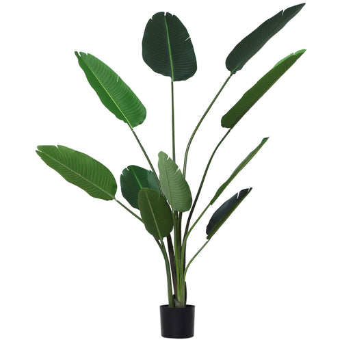 6FT Artificial Bird of Paradise Plant, Fake Tropical Plam Tree with 10 Banana Leaves in Pot, Faux Plant for Indoor and Outdoor, Green