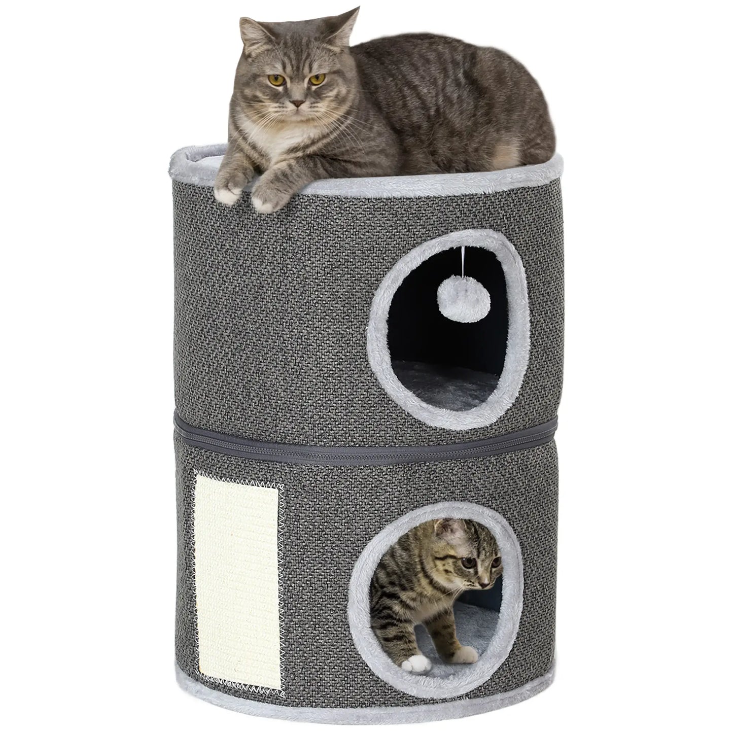 2-Story Cat Condo, Barrel Tree with Perch, Hideaways, Scratching Board, Dark Grey Cat Towers at Gallery Canada