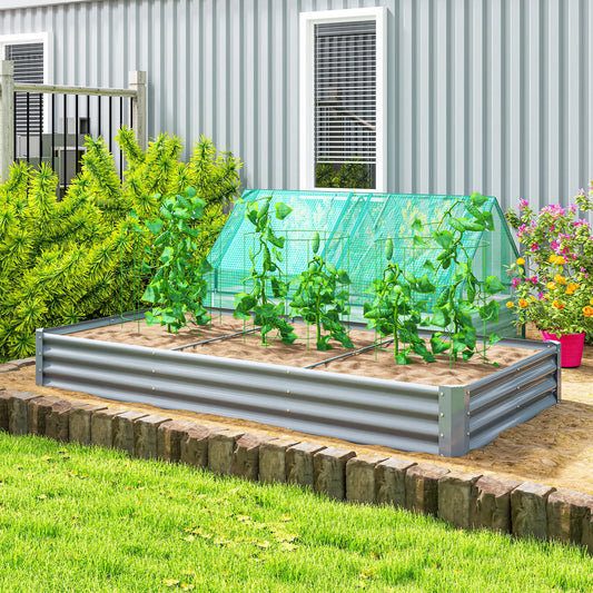 8 x 4 x 1ft Galvanized Raised Garden Bed, Reinforced Outdoor Planter Box, Silver Raised Garden Beds Silver Grey at Gallery Canada