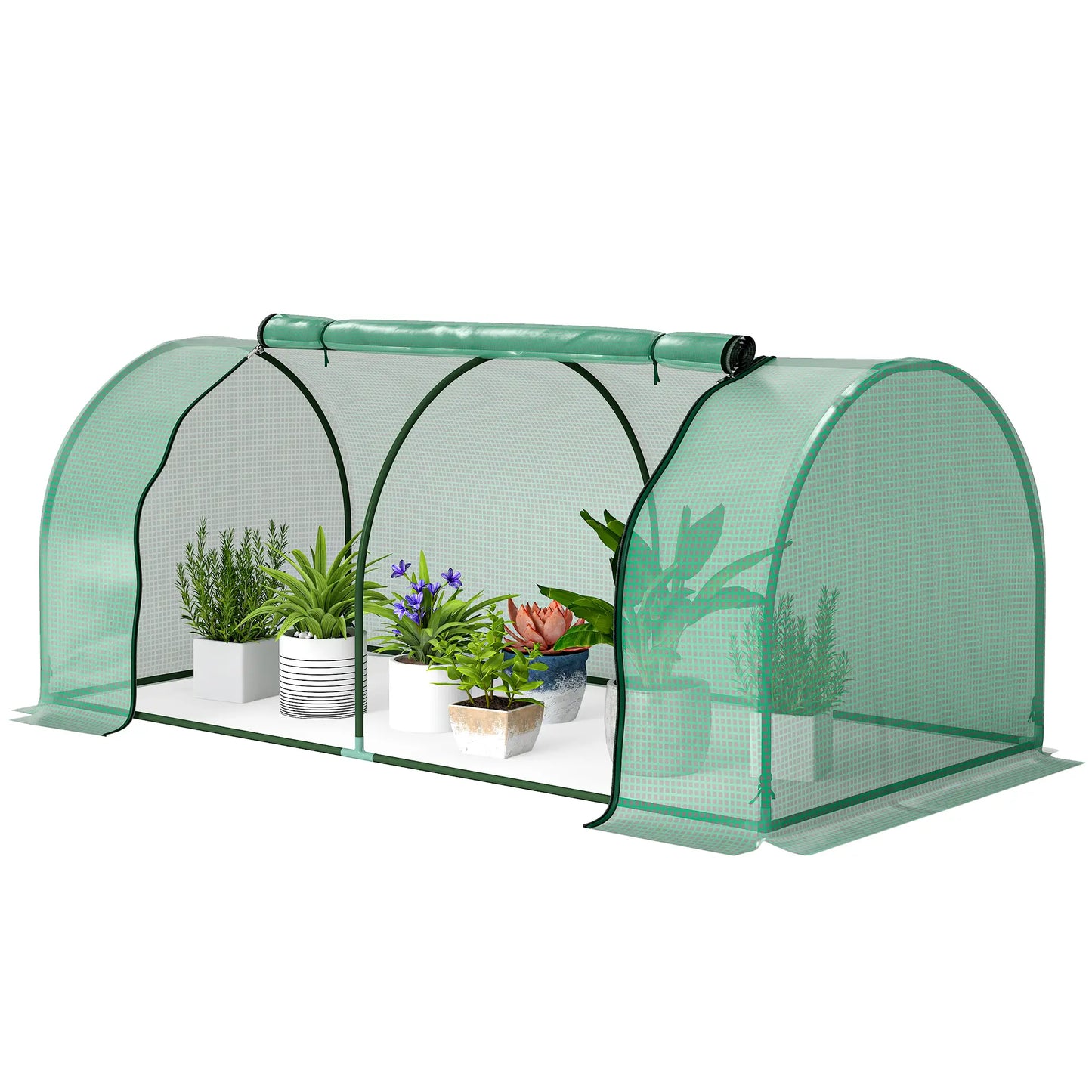 Mini Greenhouse With Zippered Doors, 79" x 39" x 32", Green Mini Greenhouses at Gallery Canada