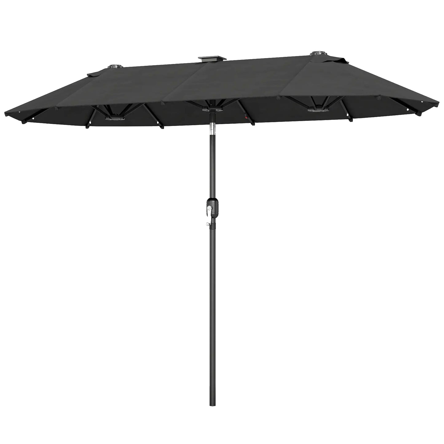 10ft Double-Sided Patio Umbrella, 35 LED Lights, 12 Ribs, Dark Grey Double-sided Umbrellas at Gallery Canada