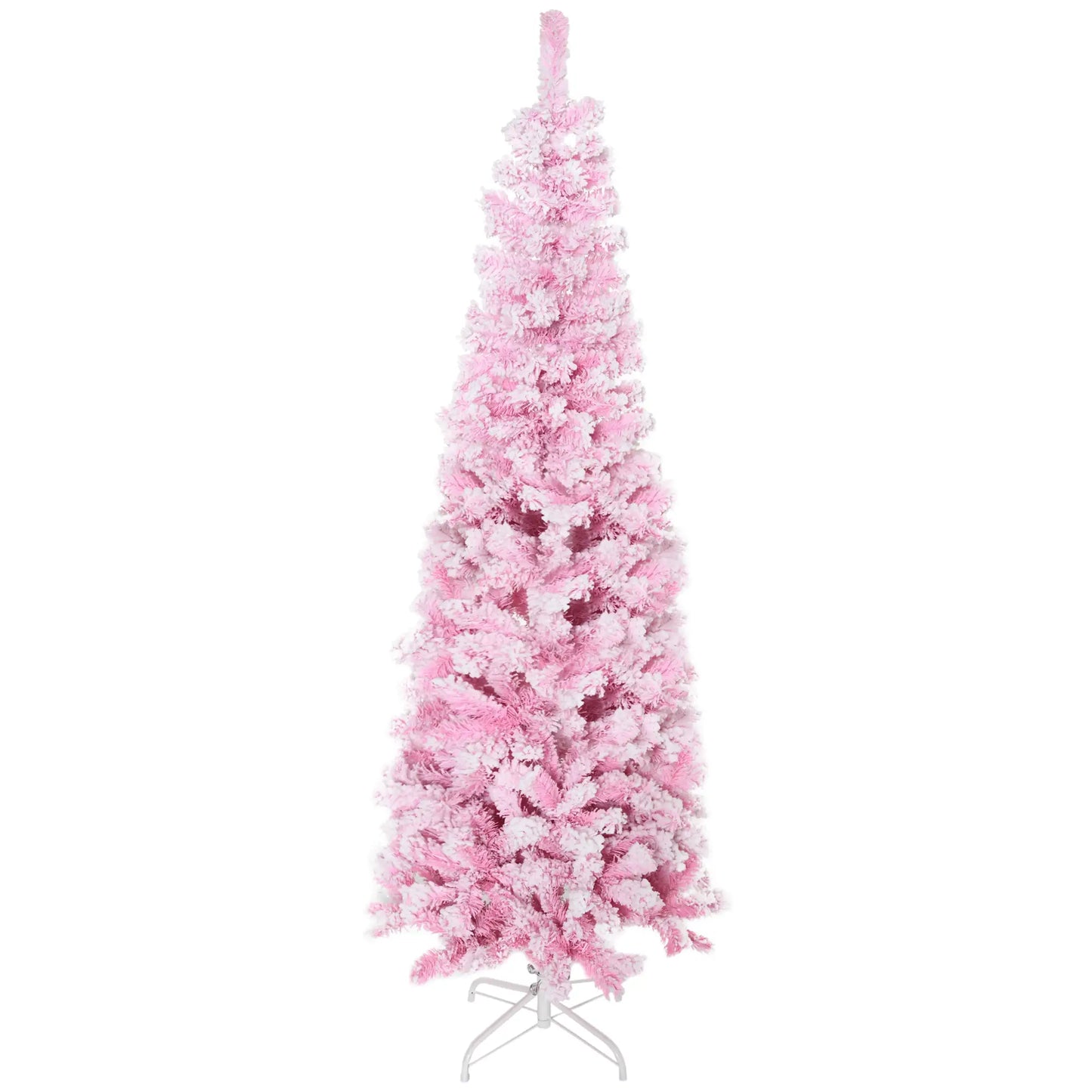 6 FT Snow Flocked Artificial Christmas Tree, Pencil, Pink Artificial Christmas Trees at Gallery Canada