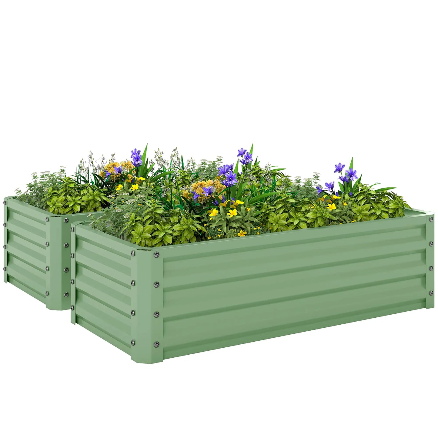 Galvanized Raised Garden Beds, Outdoor Planter Box Set, Light Green Galvanized Planter Boxes at Gallery Canada