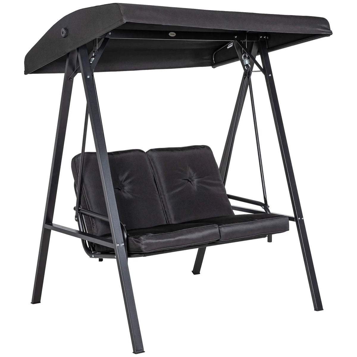 2-Seater Porch Swing With Canopy, Black Patio Swings with Stand at Gallery Canada