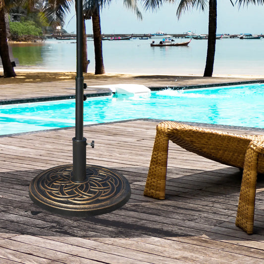 25 lb Heavy Duty Patio Umbrella Base, Round Stand, Outdoor, Bronze Umbrella Bases Bronze at Gallery Canada