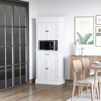 72"H Modern Freestanding Kitchen Pantry Cabinet Cupboard with Doors, Open and Adjustable Shelves, White at Gallery Canada