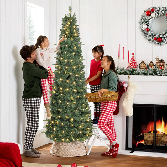 7 ft Prelit Pop Up Christmas Tree, Collapsible Artificial with Metal Stand, Green Pre Lit Christmas Trees Green at Gallery Canada