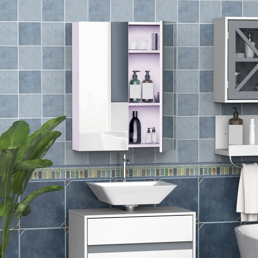 Wall Mount Medicine Cabinet with Mirror, Adjustable Shelf, Double Door, Soft Closing, 23.5" x 29.5", Light Lilac Mirror Medicine Cabinets Light Lilac at Gallery Canada