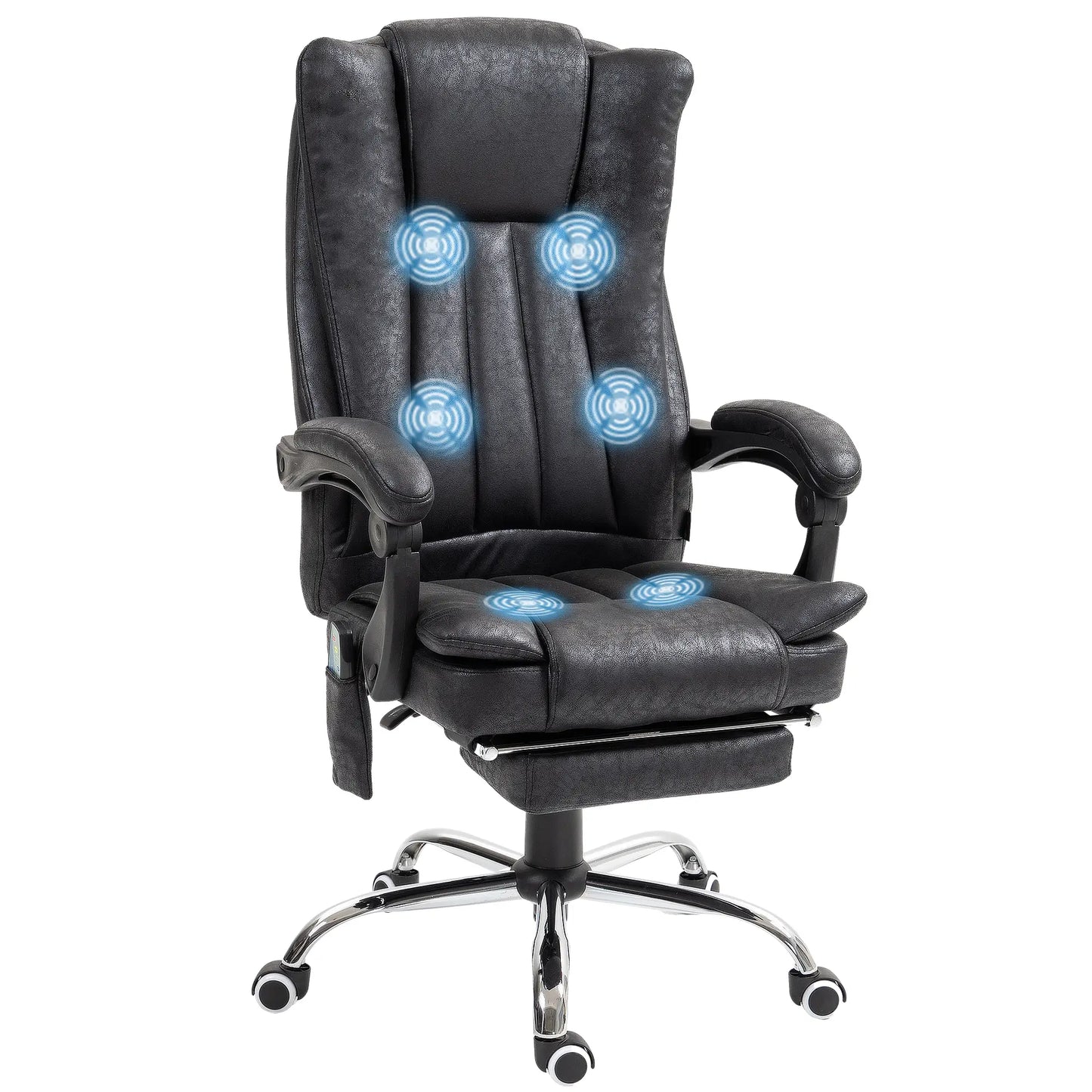 Office Chair, 6-Point Vibration Massage, Micro Fiber Recliner, Retractable Footrest, Black Massage Chairs at Gallery Canada
