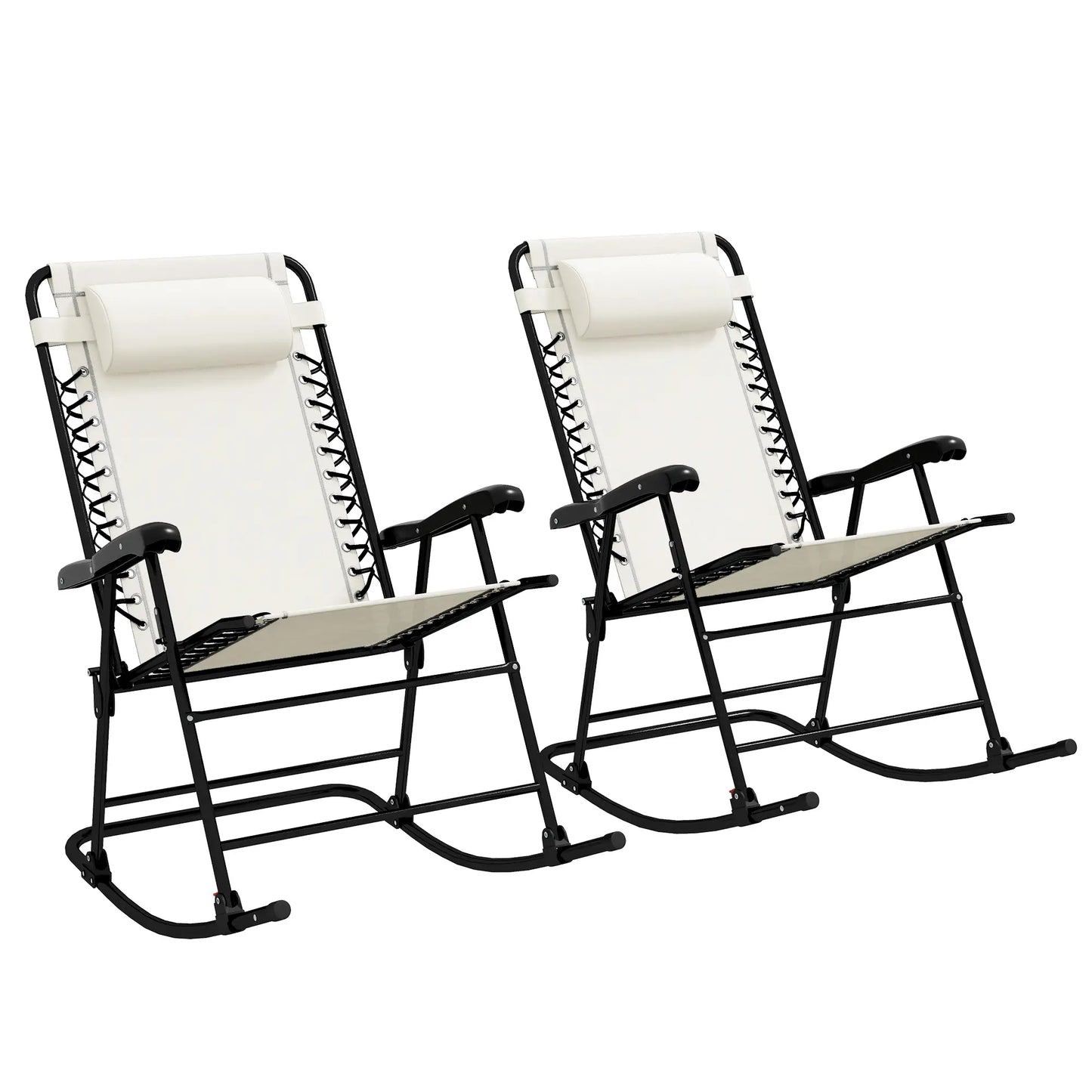 2pc Foldable Rocking Chair Set, Breathable Mesh Seat, Cream Outdoor Rocking Chairs at Gallery Canada