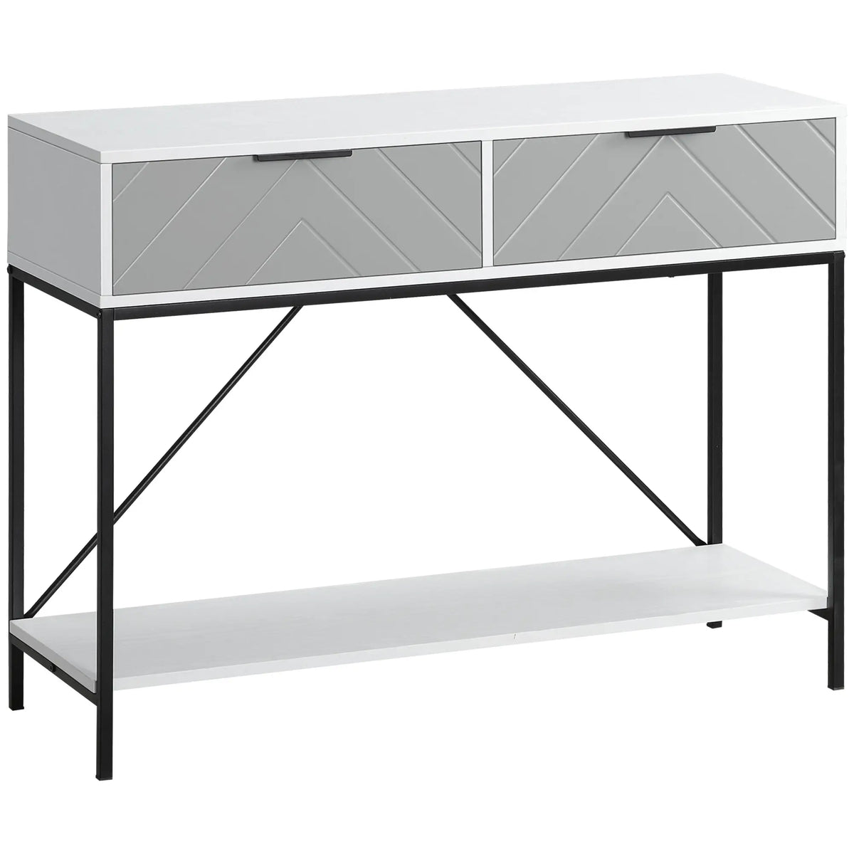Modern Console Table with 2 Drawers, 2 Tier Entryway Table with Shelf, White Console Tables at Gallery Canada