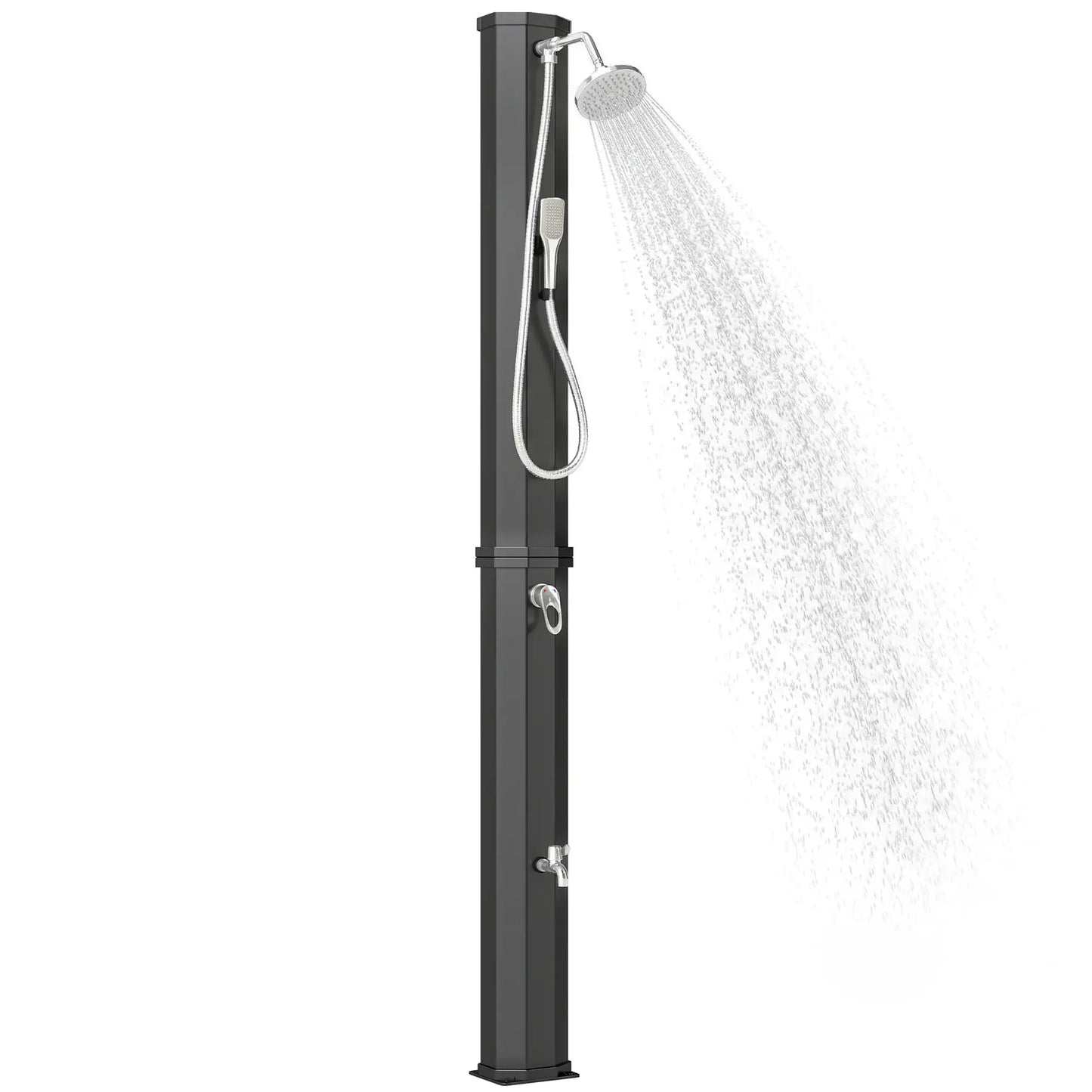 16 Gal Solar Heated Shower, 7.4 FT Outdoor Shower With 2 Heads Outdoor Swimming Pools & Hot Tubs at Gallery Canada
