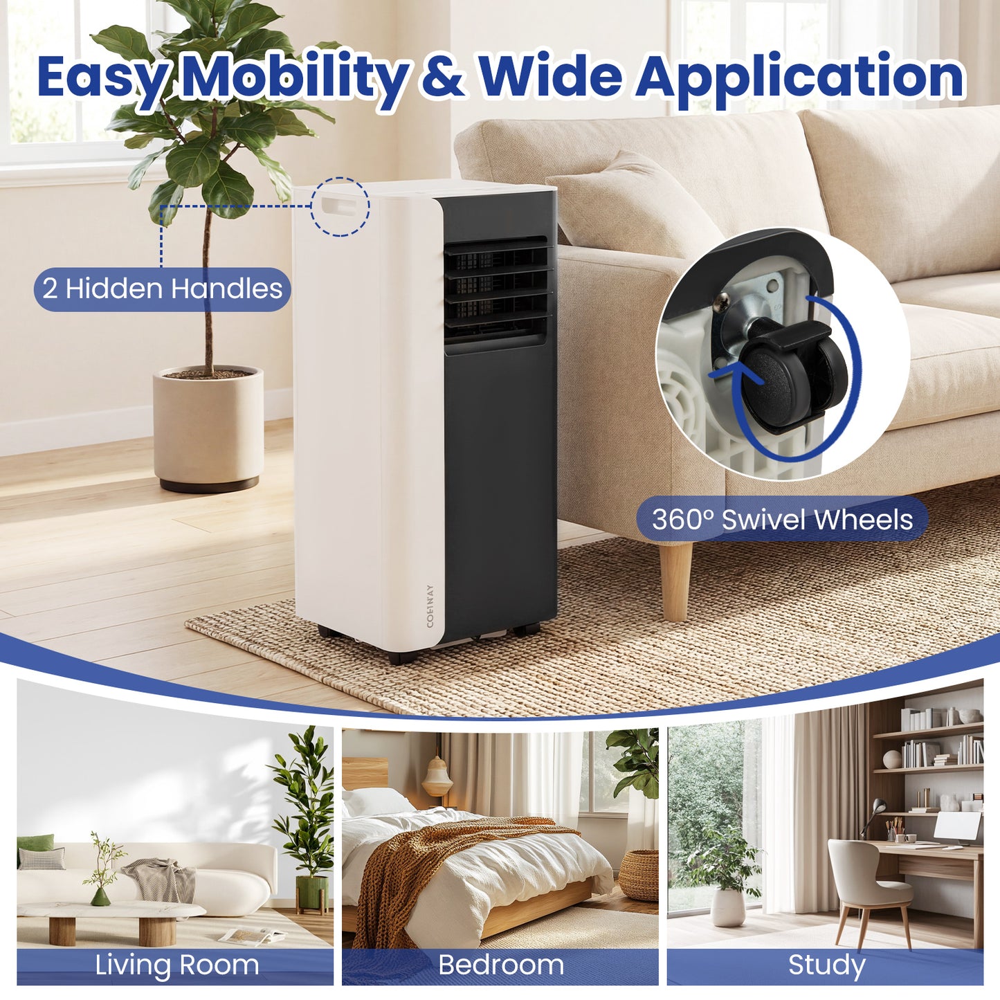 8000 BTU 3 In 1 Portable Air Conditioner, White, Black Portable Air Conditioners at Gallery Canada