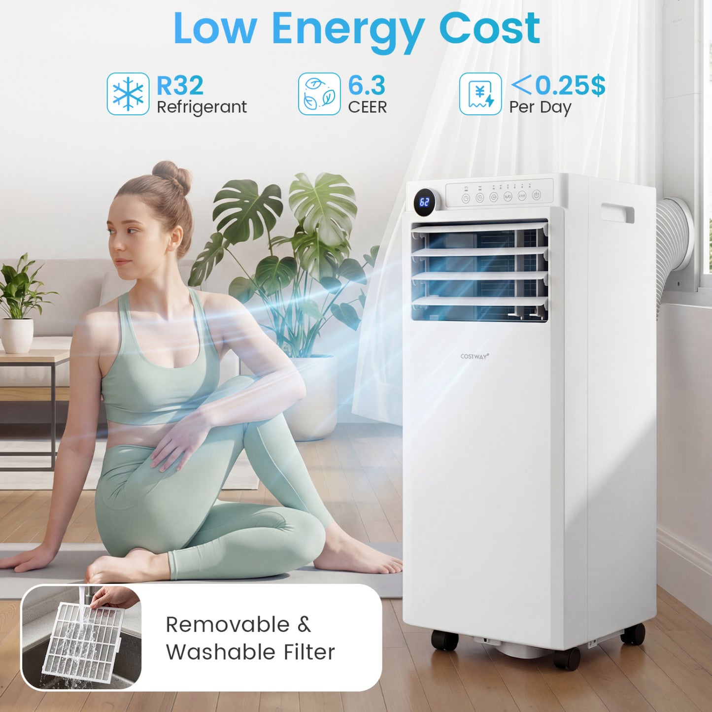 8000 BTU Portable Air Conditioner with Dehumidifier and 24H Timer, White Portable Air Conditioners at Gallery Canada