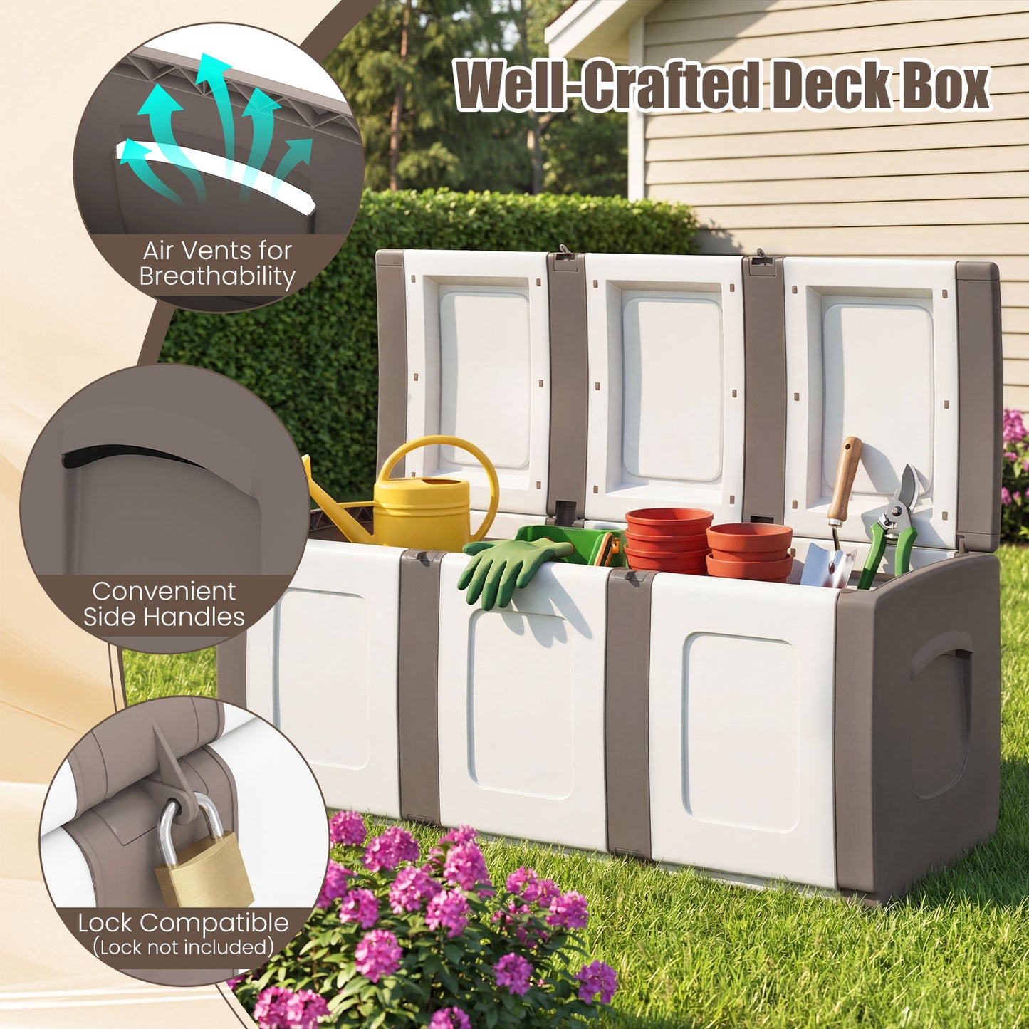 80 Gallon Patio Container With Lockable Lid, Beige Garden Tools at Gallery Canada
