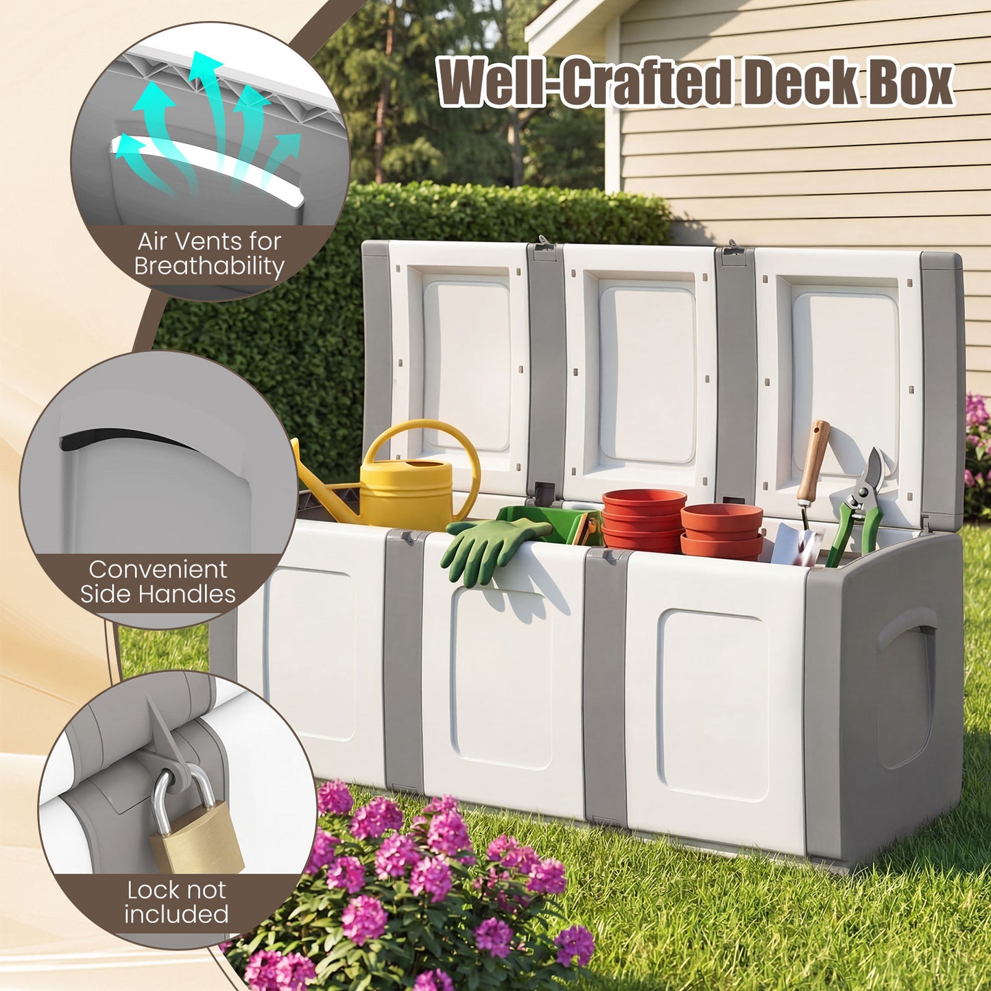 80 Gallon Patio Container, Lockable Lid, Gray Garden Tools at Gallery Canada