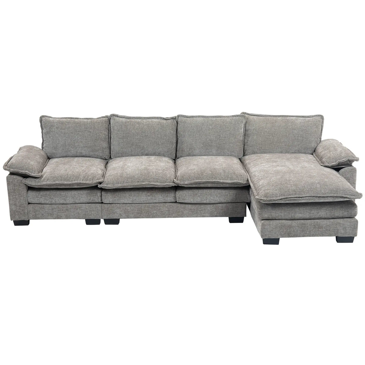 Chenille L-Shaped Sofa with Chaise Lounge, Double-Layer Seat Cushion, Grey Sofas & Reclining Chairs at Gallery Canada