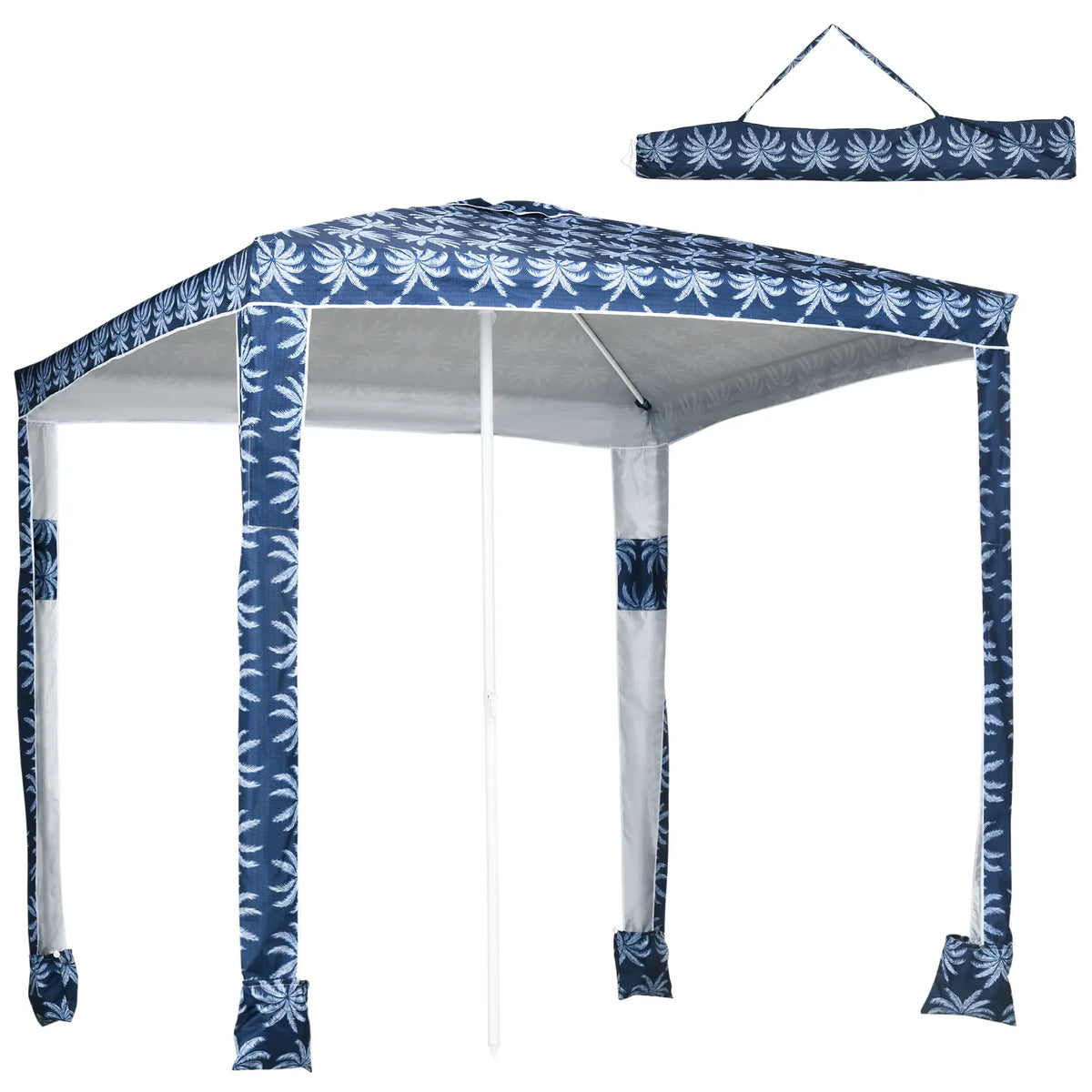 6.5' Parapluie de Plage, Ombre Solaire UV50+ avec Sacs de Sable, Bleu Foncé