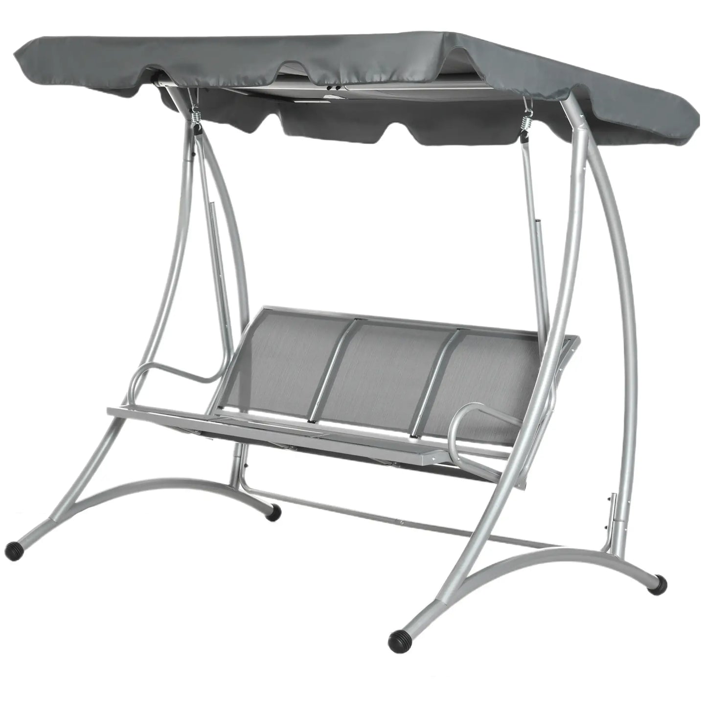3 Person Patio Swing, Adjustable Canopy, Outdoor Bench, Dark Grey Patio Swings with Stand at Gallery Canada