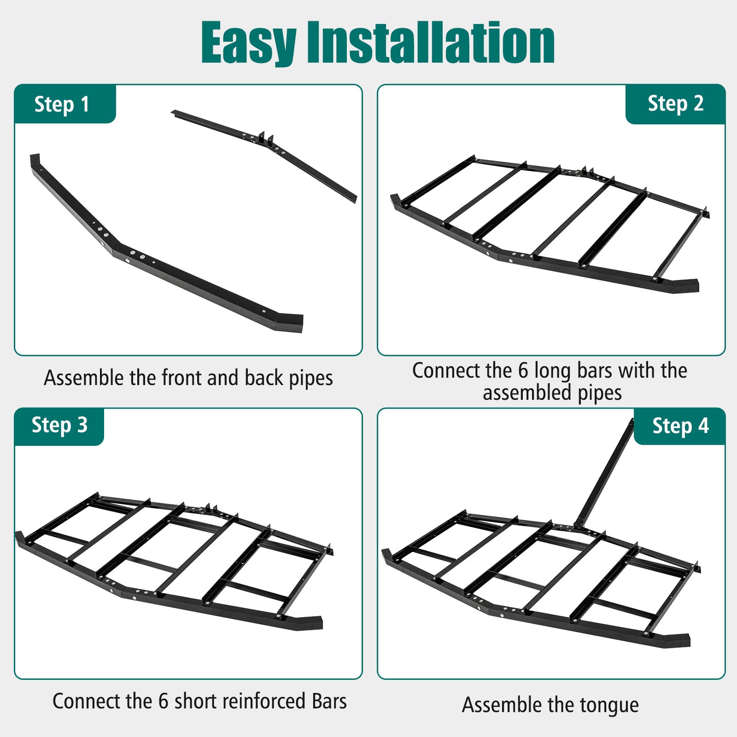84" Wide Driveway Drag Tow Behind Landscape Leveling Rake, Black Lawn Care Tools at Gallery Canada